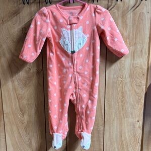Carter's Coral Polka Dot Fox Fleece Footie